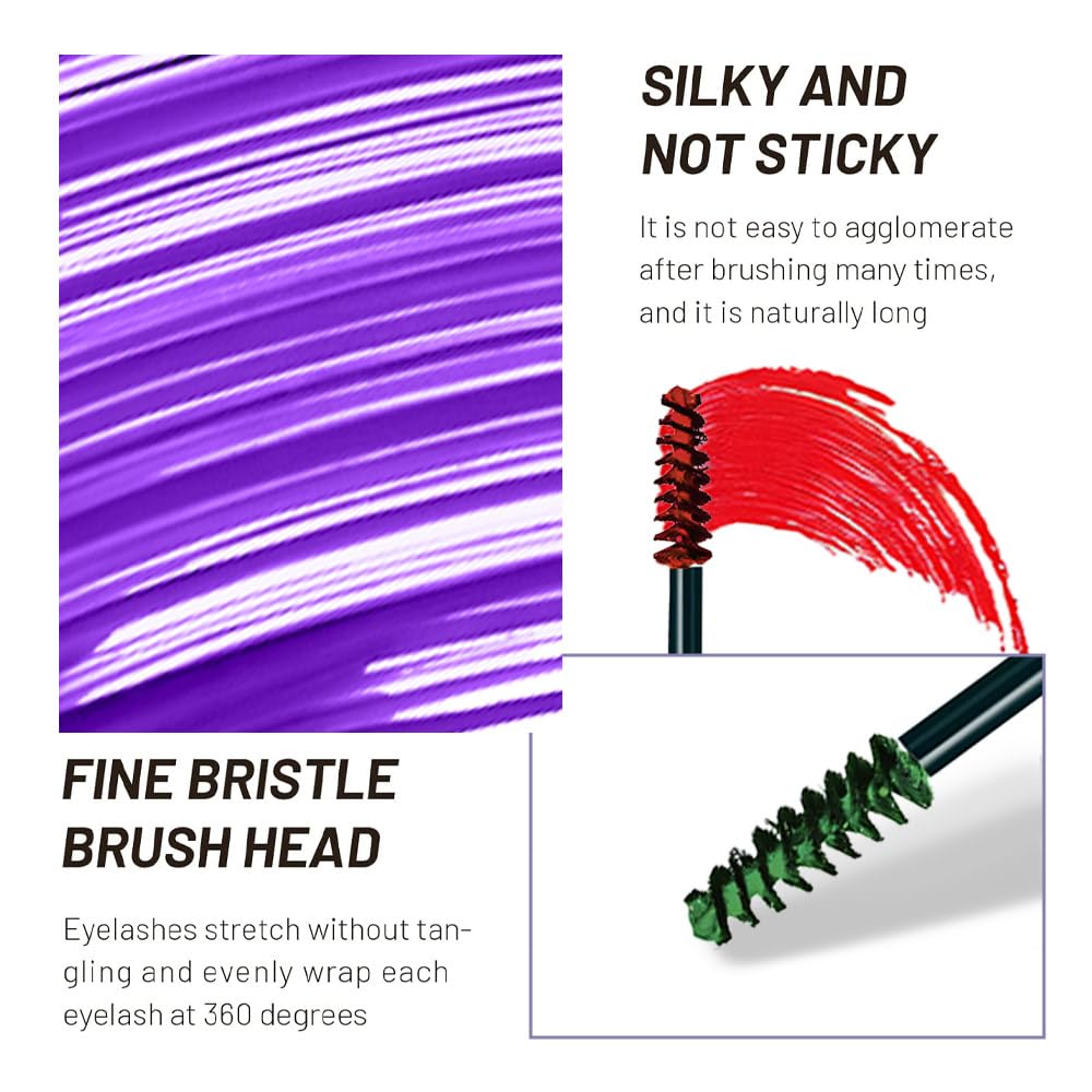 Colorful Mascara Set - Voluminous Lengthening & Curling Formula | Pink, Purple, Blue, Green, Red, Teal