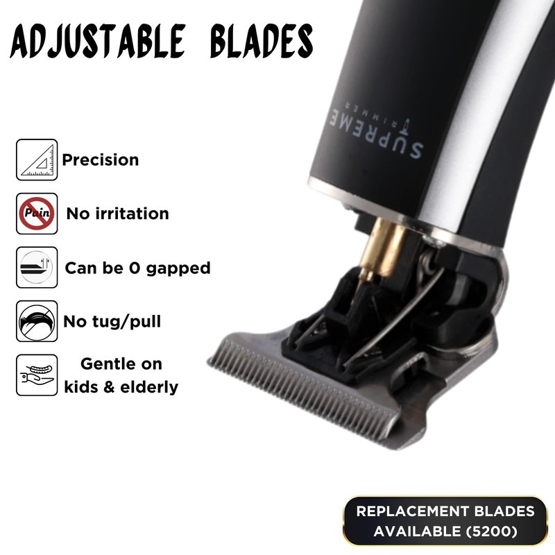 Supreme Trimmer T Shaper | Professional Barber Trimmer Hair Clippers for Men (90 Min Run Time) Cordless Hair Trimmer Zero Gapped Liner Beard Trimmer | ST5210 Silver