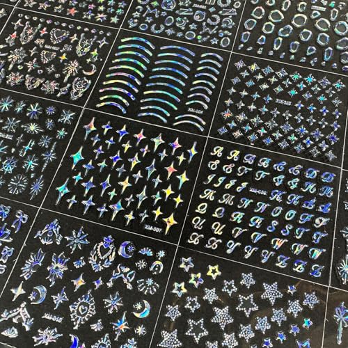 WUHCIM Style-14 Aurora Holographic Nail Stickers Set 30 Sheets Bohemian Designs