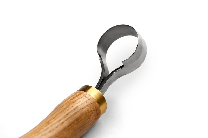 STAMESKY Scorp Knife | Round Carving Tool for Spoons, Bowls, and Cups | Spoon Bowl Carving Tools | for Beginners | Oak Wood Handle with Carbon Steel Blade (Angled Full Scorp)