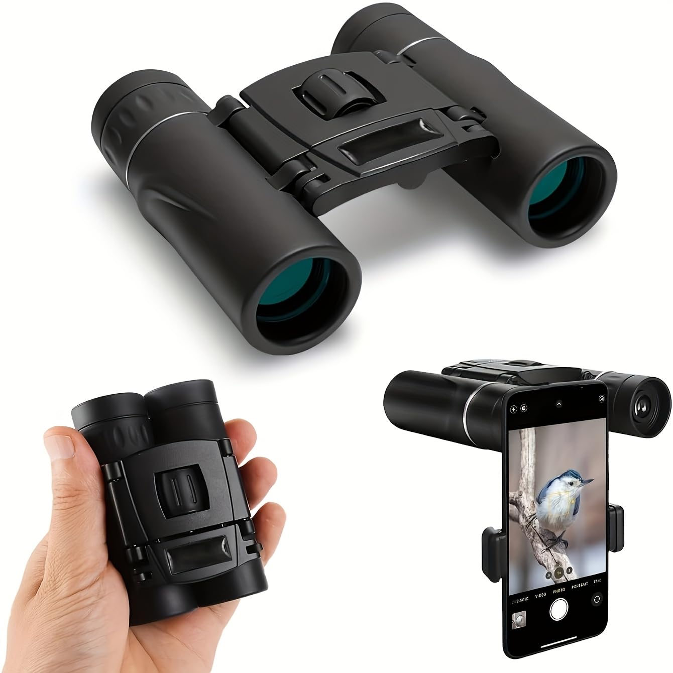 [HD Compact Binoculars] 10x25 HD Compact Binoculars | High Powered, Portable Folding Telescope for Adults, Outdoor Enthusiasts, Hunters, Campers, Travelers | Birdwatching, Hiking, Travel