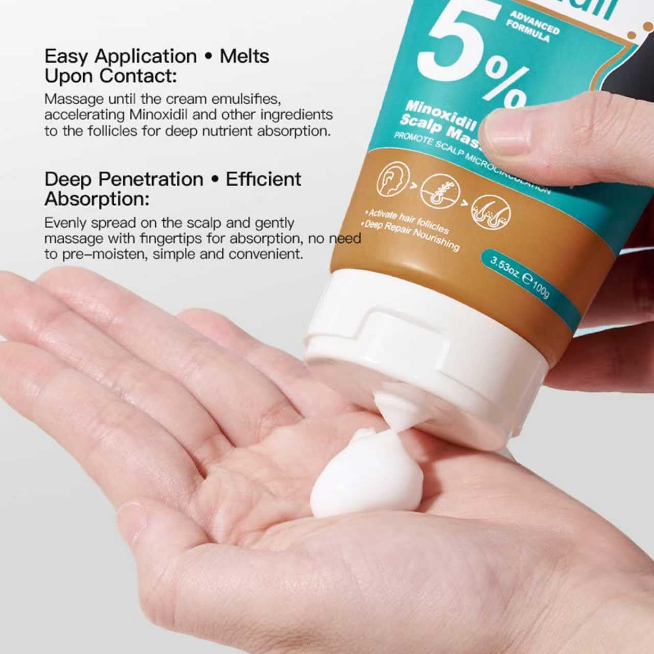 Minoxidil Scalp Moisturizer | Extra Strength Hair Growth Cream with Peptide & Ginger Extract for Men & Women