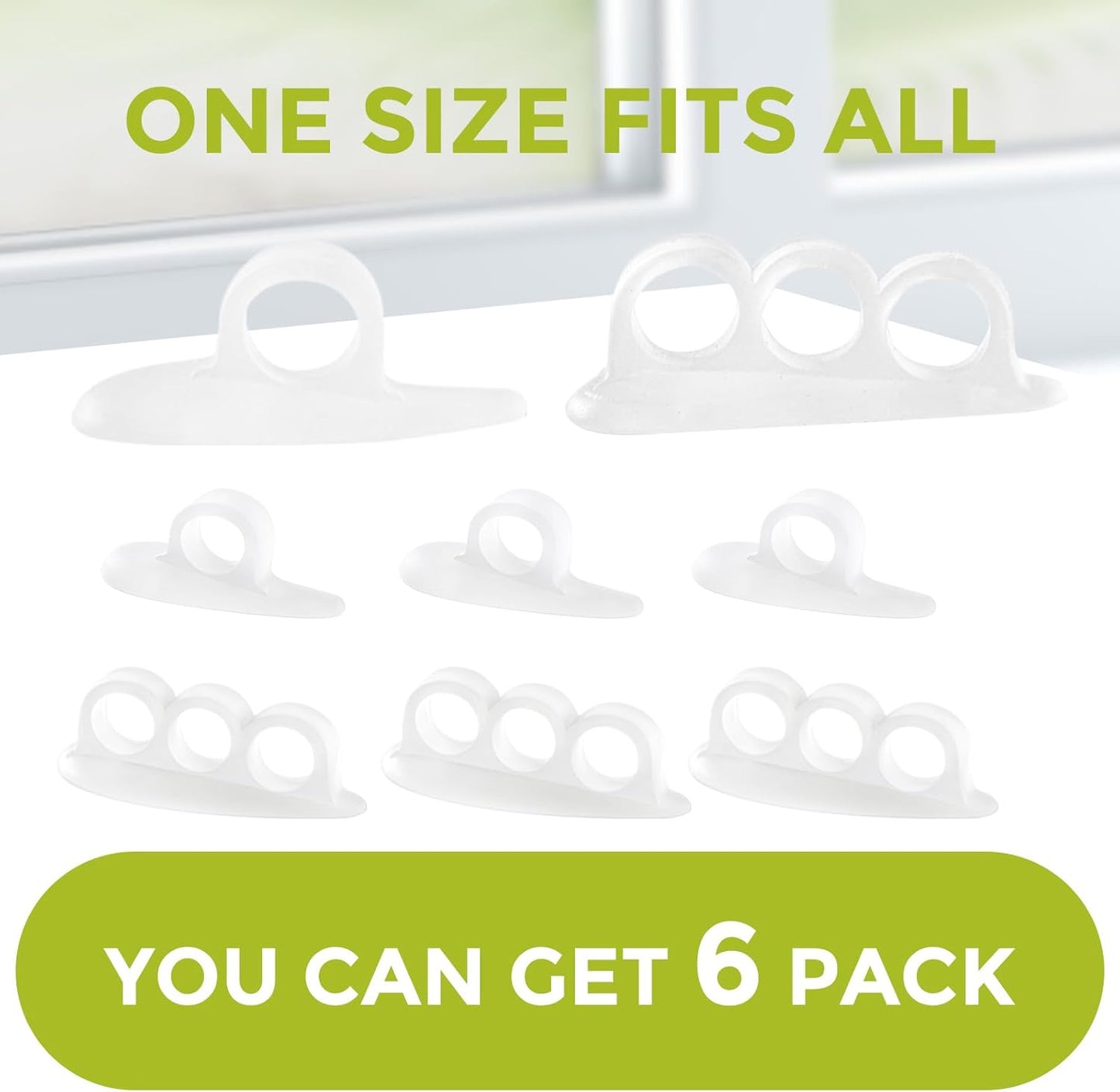 Hammertoe Corrector Gel Toe Straighteners - 12 Pcs for Men & Women | Realign Bent, Crooked, Claw Toes - Clear, Multi-Size