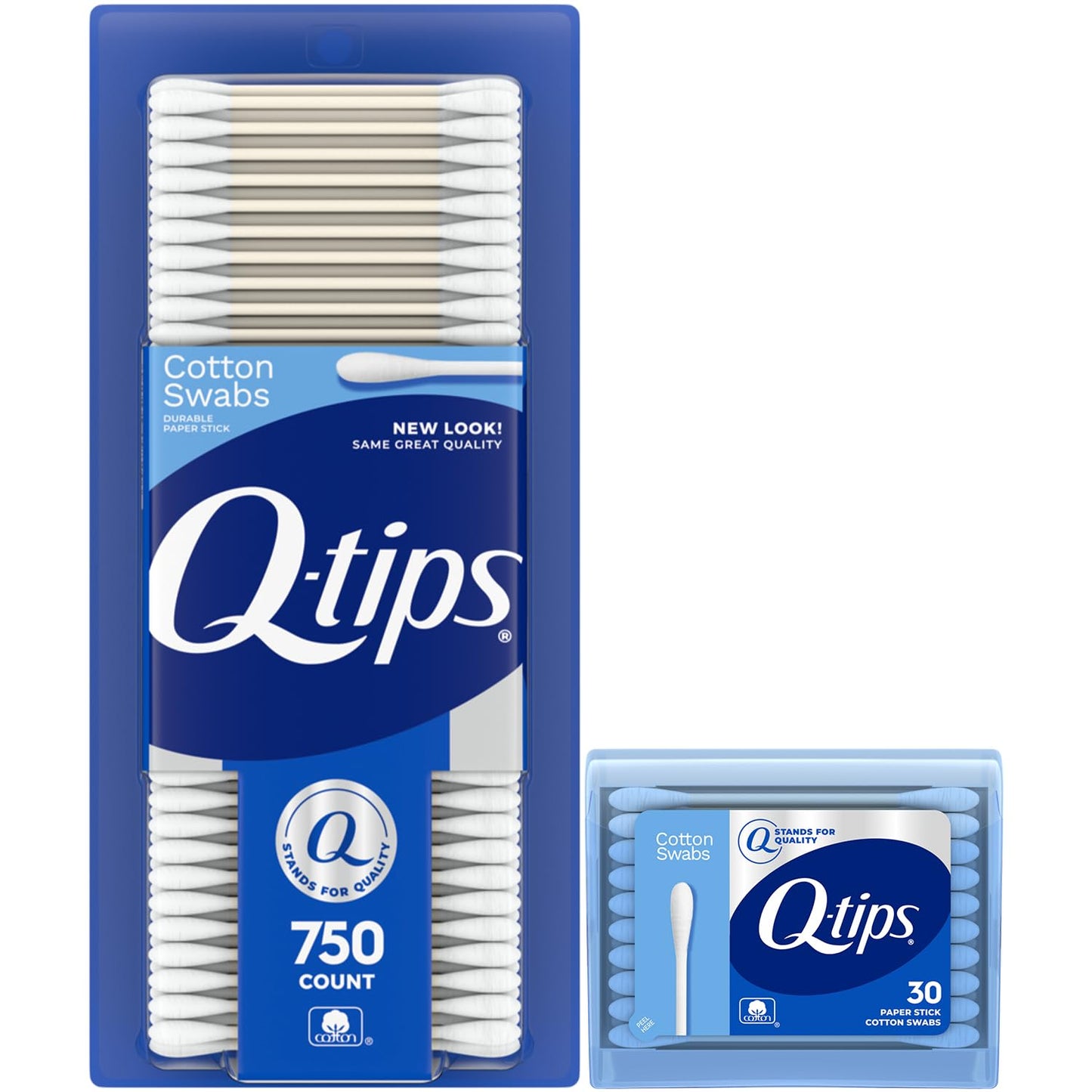 Cotton Swabs - 750 Count + Travel Size 30 Count | 100% Cotton for Home, First Aid & Beauty