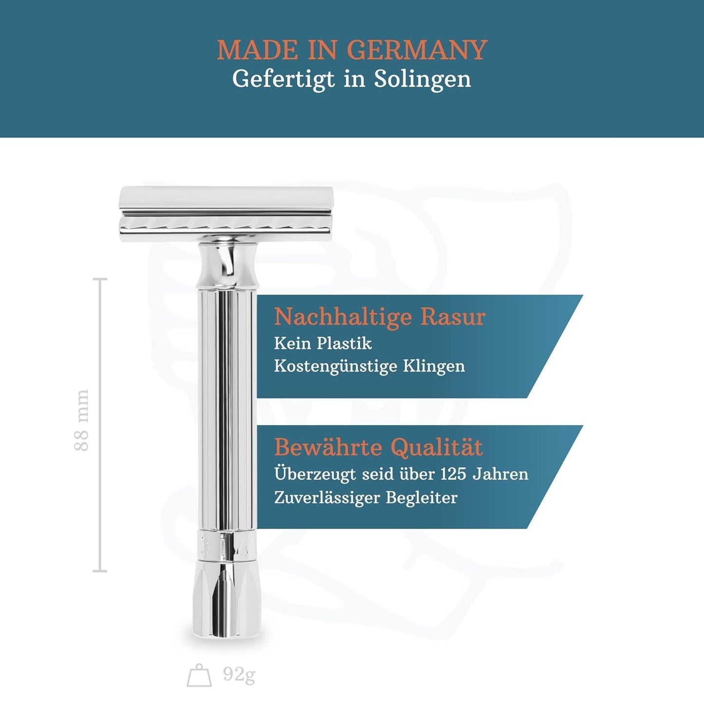 MERKUR Adjustable Safety Razor 500C - Chrome | Classic Gloss Chrome | Two Piece Premium Razor with Straight Cut | Ideal for Wet Shaving | Die-Cast Zinc | Brass Handle | Made in Germany