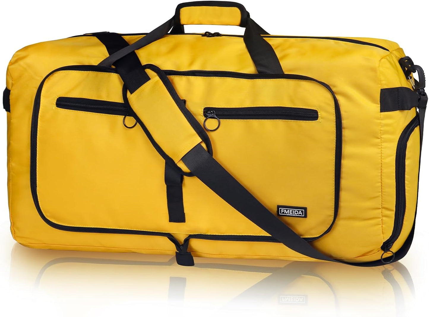 Duffle Bag 65L with Shoes Compartment - Foldable Travel Bag for Men & Women | Water-Repellent & Tear-Resistant (Black)