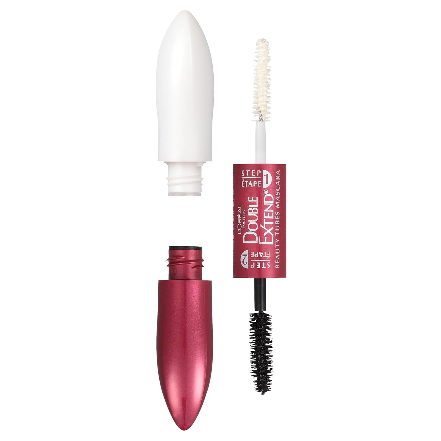 L'Oreal Paris Double Extend Tubing Mascara - Lengthening, Smudgeproof, Black | 2-Step Formula