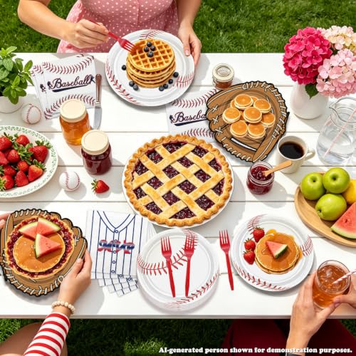 Baseball Party Plates and Napkins Set for Kids - 100 Pcs