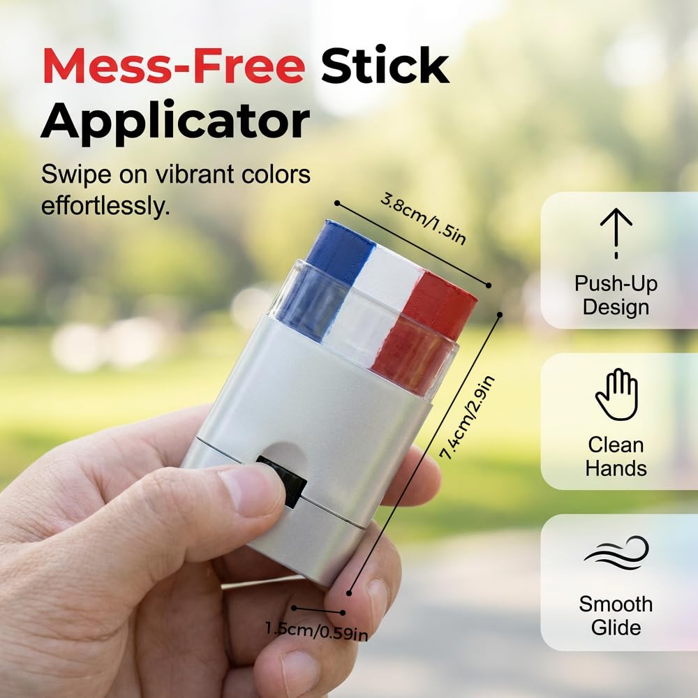 Face Paint Stick for Sports Fans - Washable Red, White & Green Body Paint for Baseball & Soccer Games | 2026 Design
