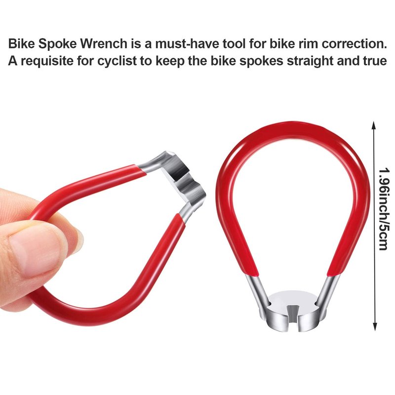 5 Pieces Bicycle Spoke Wrench Bike Spoke Tool with 1 Piece Tire Lever Bike Rim Correct Kit Cycling Pocket Tools for Bicycle Repair, Totally 6 Pieces Tool Kit