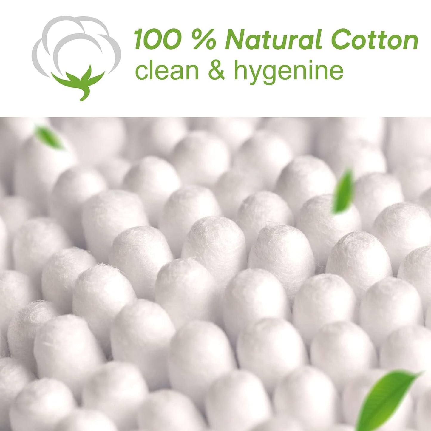 Organic Cotton Swabs - 1000 Count Biodegradable Double-Tip Buds | Strong Bamboo Sticks for Ear Cleaning & Beauty