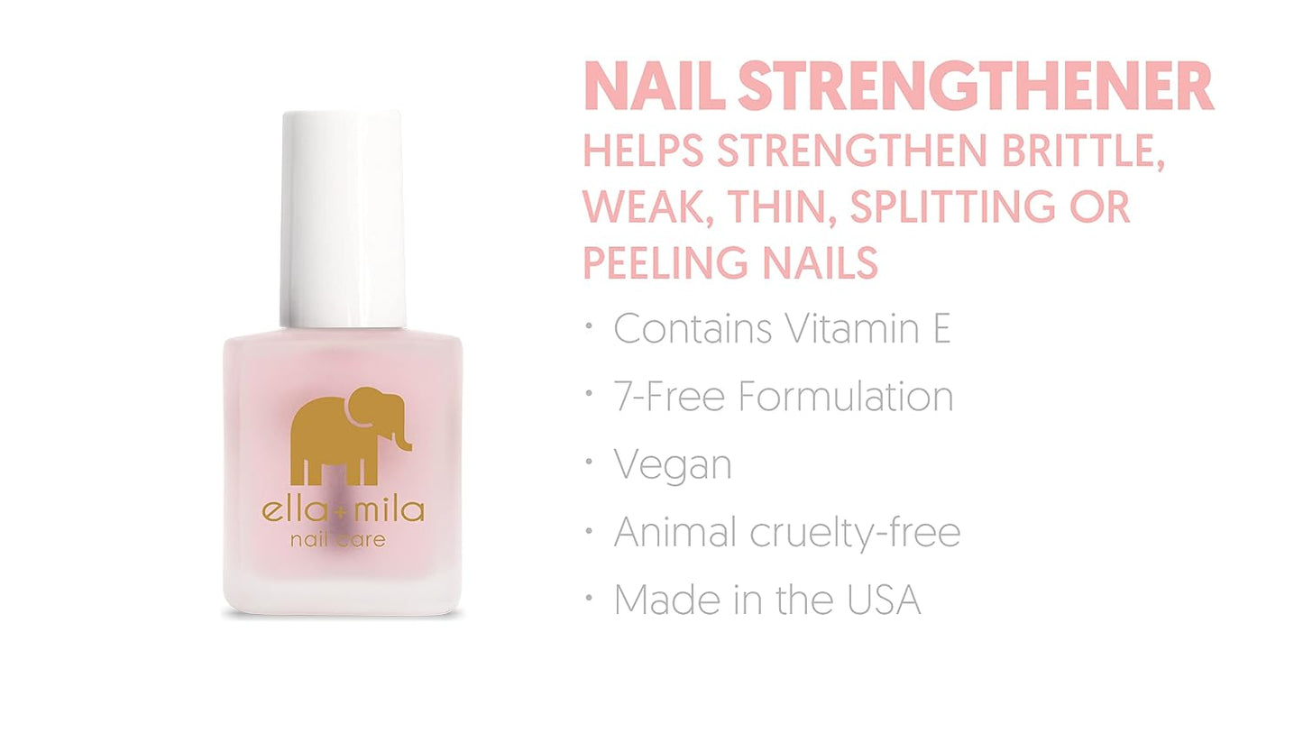 Nail Strengthener & Growth Treatment - Ella+mila First Aid Kiss Hardener for Damaged Nails | Vegan, 0.45 fl oz