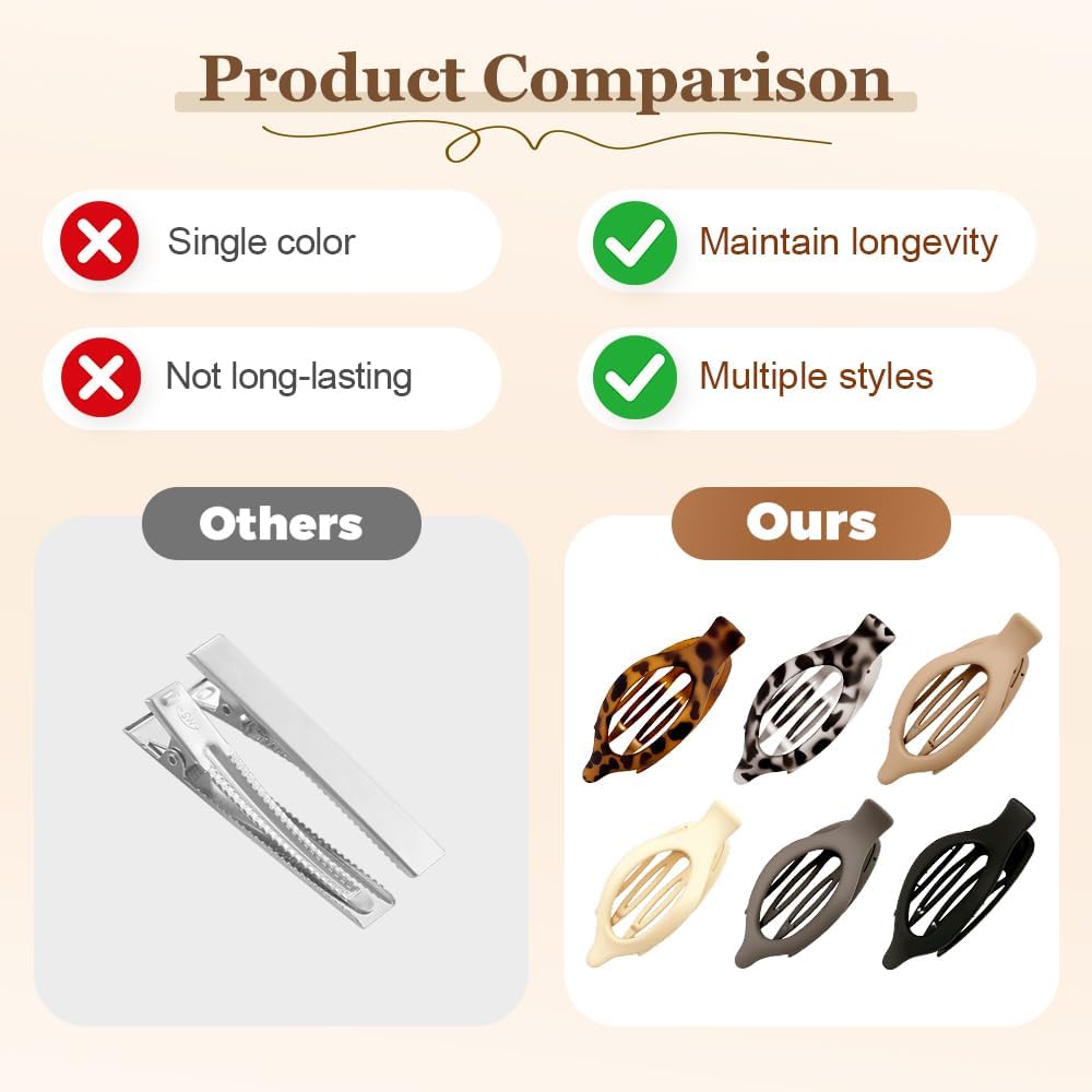 Flat Hair Clips for Women - 3PCS No-Slip Grip Claw & Duckbill Styling Accessories | Perfect for Thick or Thin Hair