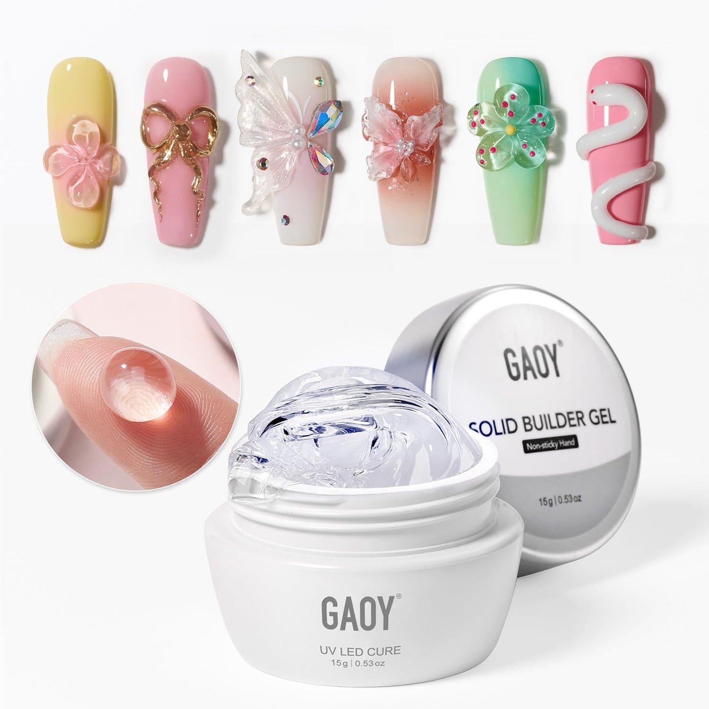 Clear 3D Sculpting Gel for Nail Art - Non-Sticky Hard Builder Gel, 15g for Carving & Molding