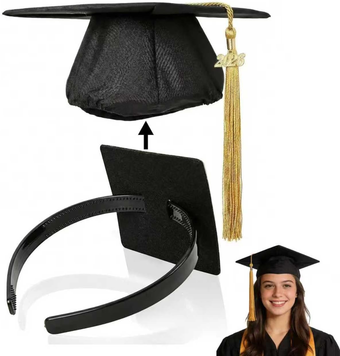 Graduation Cap Headband Insert - Firm Anti-Fall Hairband for Grad Hats | Accessory for Students & Women