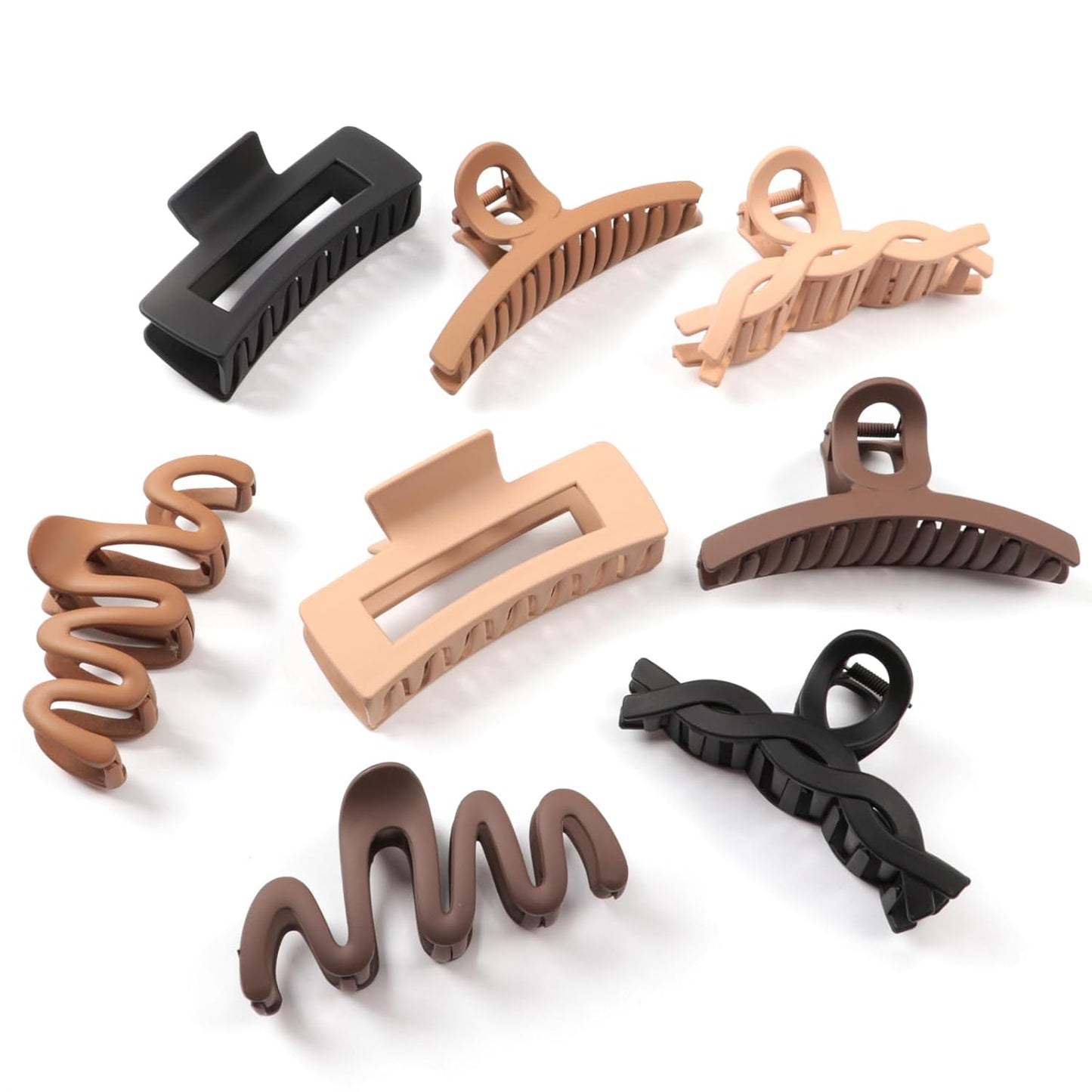 Large Matte Non-Slip Hair Clips for Women - 8-Pack in Unique Colors | Durable Claw Clips for Daily & Special Occasions