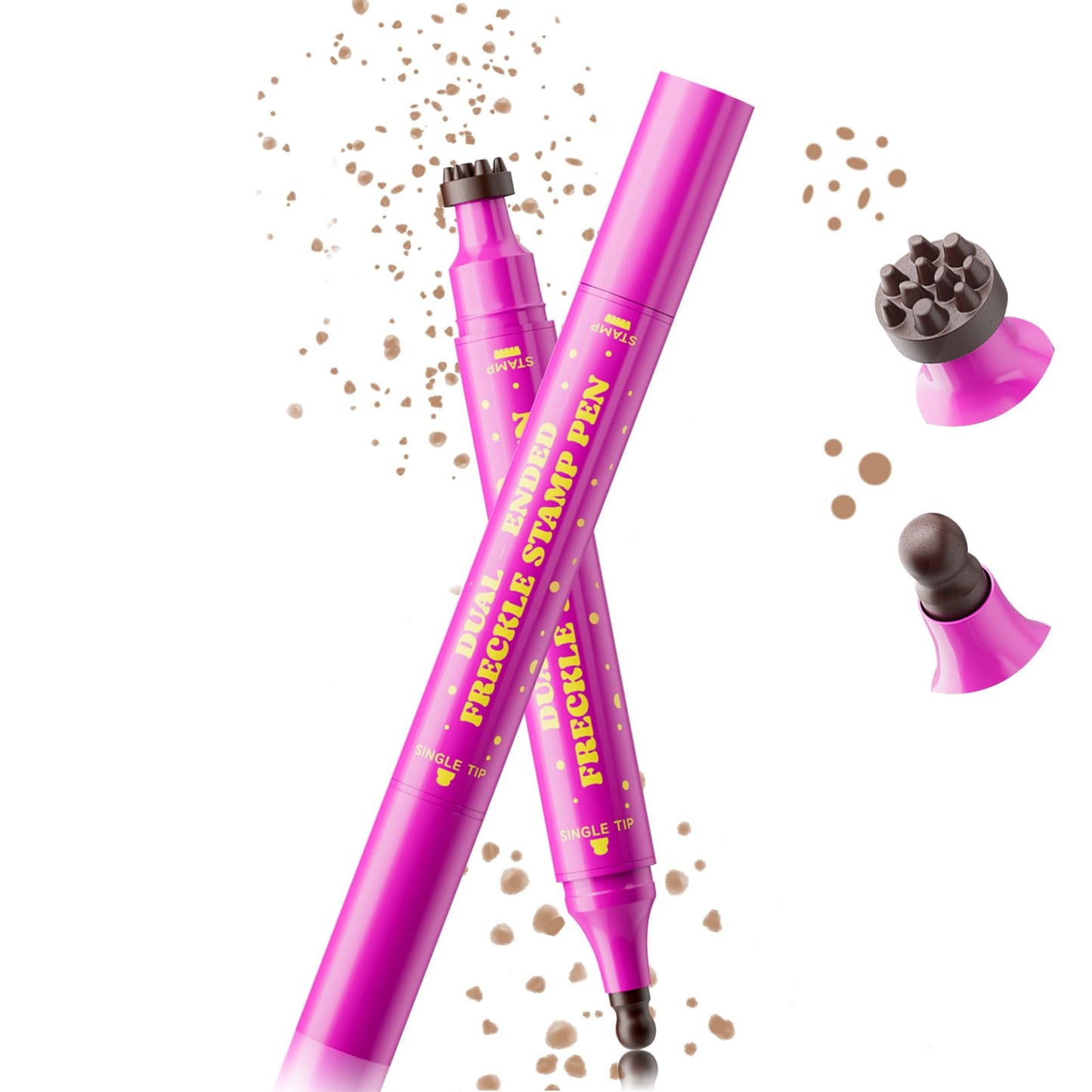 HOSAILY 2 in 1 Freckle Stamp Pen Waterproof for Natural Lifelike Faux Freckle Stamp Long Lasting Quick Dry Magic Fake Freckles Stain Marker Pen for Sunkissed Makeup 01 Beige Brown