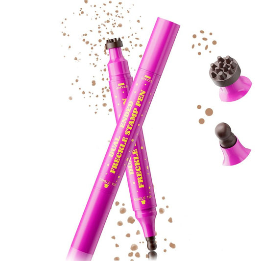 HOSAILY 2 in 1 Freckle Stamp Pen Waterproof for Natural Lifelike Faux Freckle Stamp Long Lasting Quick Dry Magic Fake Freckles Stain Marker Pen for Sunkissed Makeup 01 Beige Brown