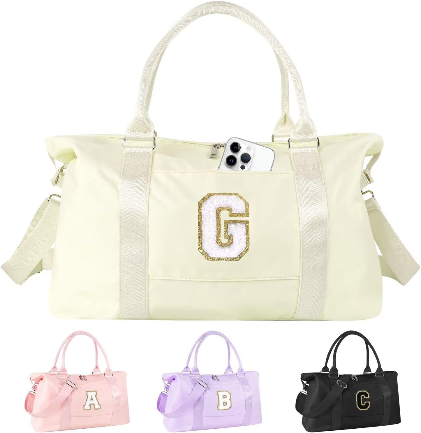 Dance Gym Duffel Bag - Personalized Initial Weekender for Teen Girls | Pink Overnight Carry-On & Cheer Bag