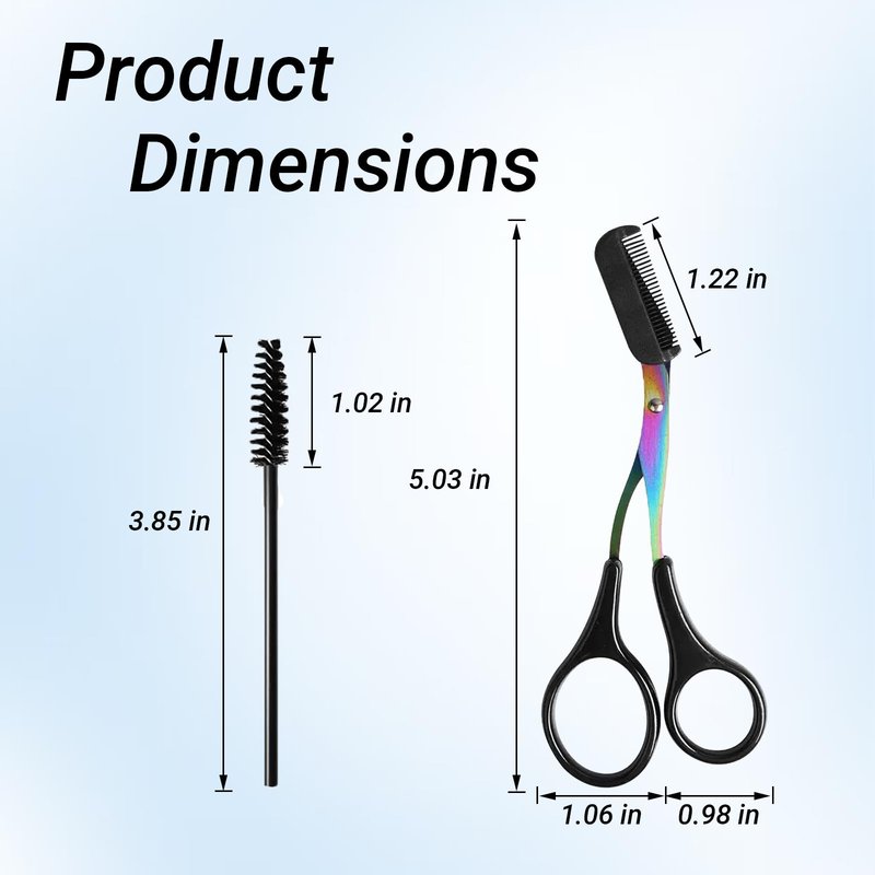 Neblueum 2 in 1 Eyebrow Scissors with Comb and Brush – Professional Stainless Steel Trimmer for Women and Men, Precision Beauty Grooming Tool for Shaping and Makeup Prep