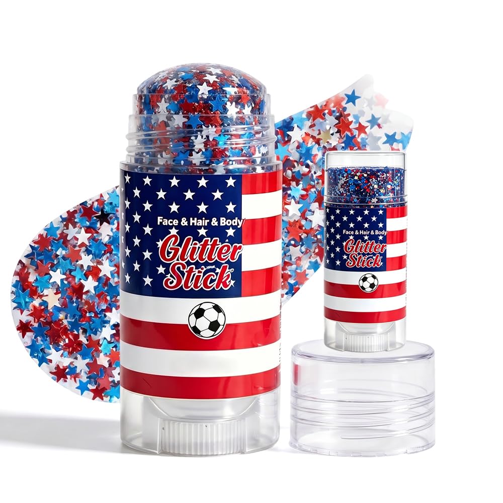 Face Paint Stick for Sports Fans - Washable Red, White & Green Glitter | Perfect for Baseball & Soccer Games