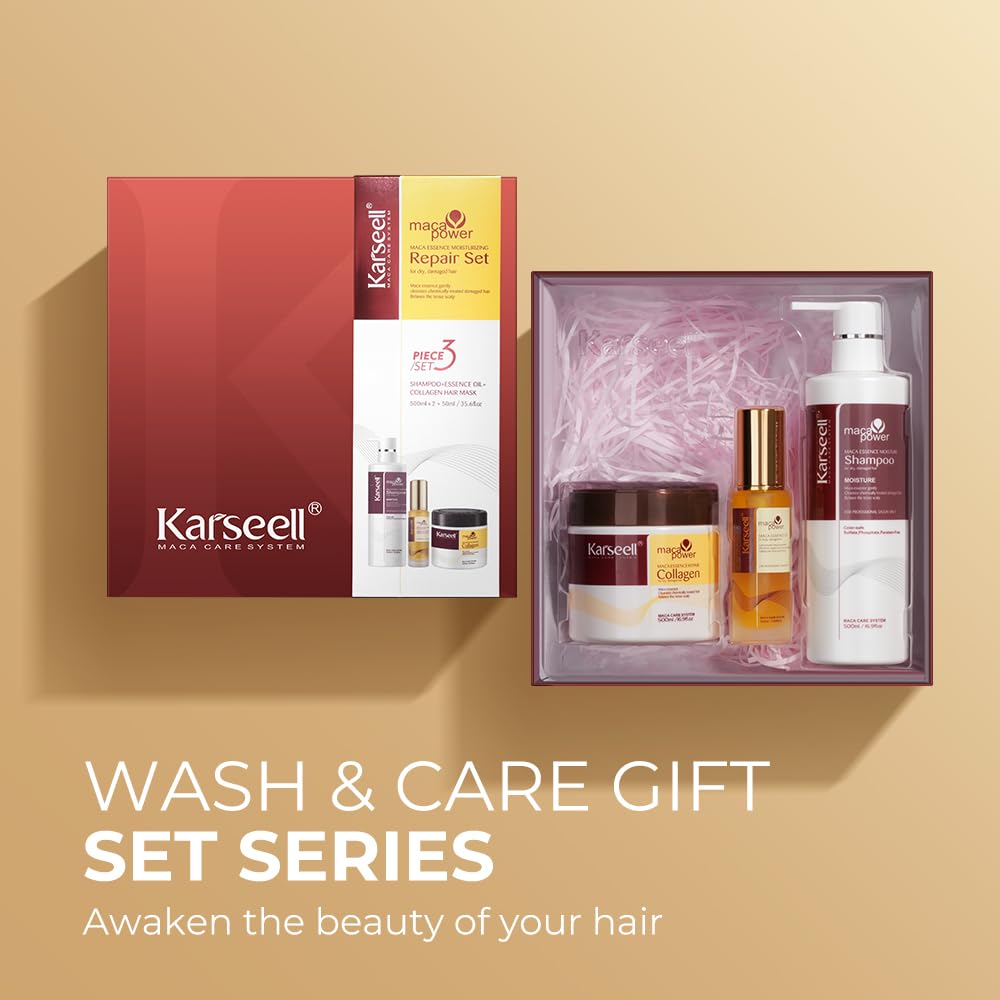 Collagen Hair Treatment Set - Deep Repair Mask & Argan Oil for All Hair Types | 2 x 16.9 fl oz + 1.69 fl oz