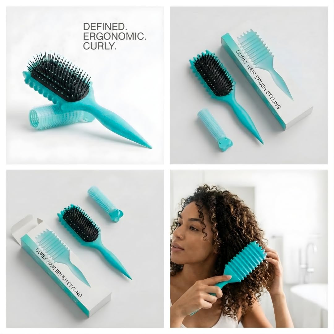 Curl Defining Brush for Wet Curly Hair - Vented Design, Green Color