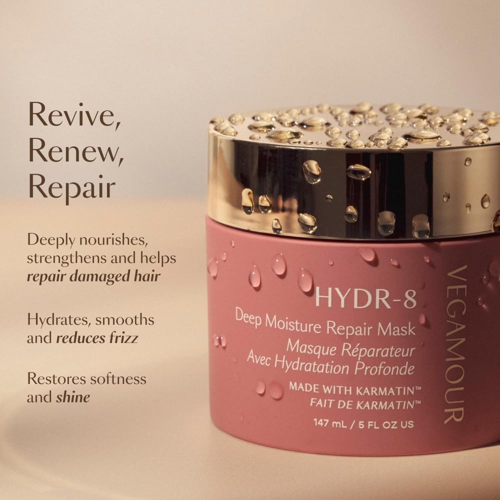 Vegamour Hydr-8 Deep Moisture Repair Mask | Ceramides & Milk Thistle for Dry, Damaged Hair - 5 Fl Oz