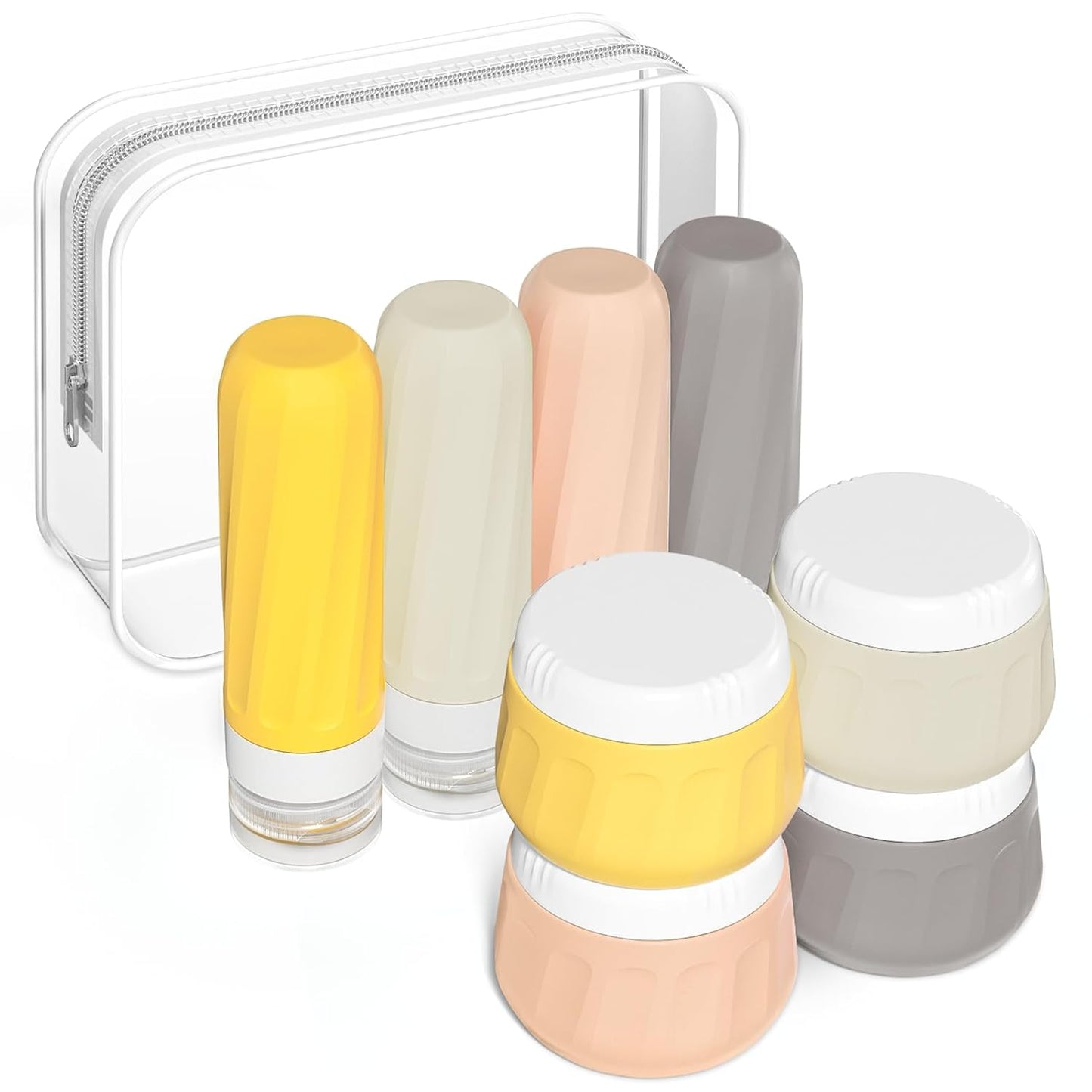 Travel Bottles for Toiletries - TSA Approved 8 Pack | Leak-Proof Silicone Containers with Clear Bag, 3oz