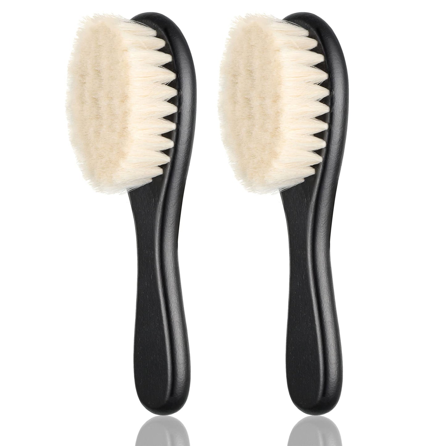 Shappy 2 Pieces Barber Fade Brush Men Beard Brush Neck Duster Cleaning Grooming Tool Soft Beard with Wooden Handle for Barber Hair Cutting Kits(Black)