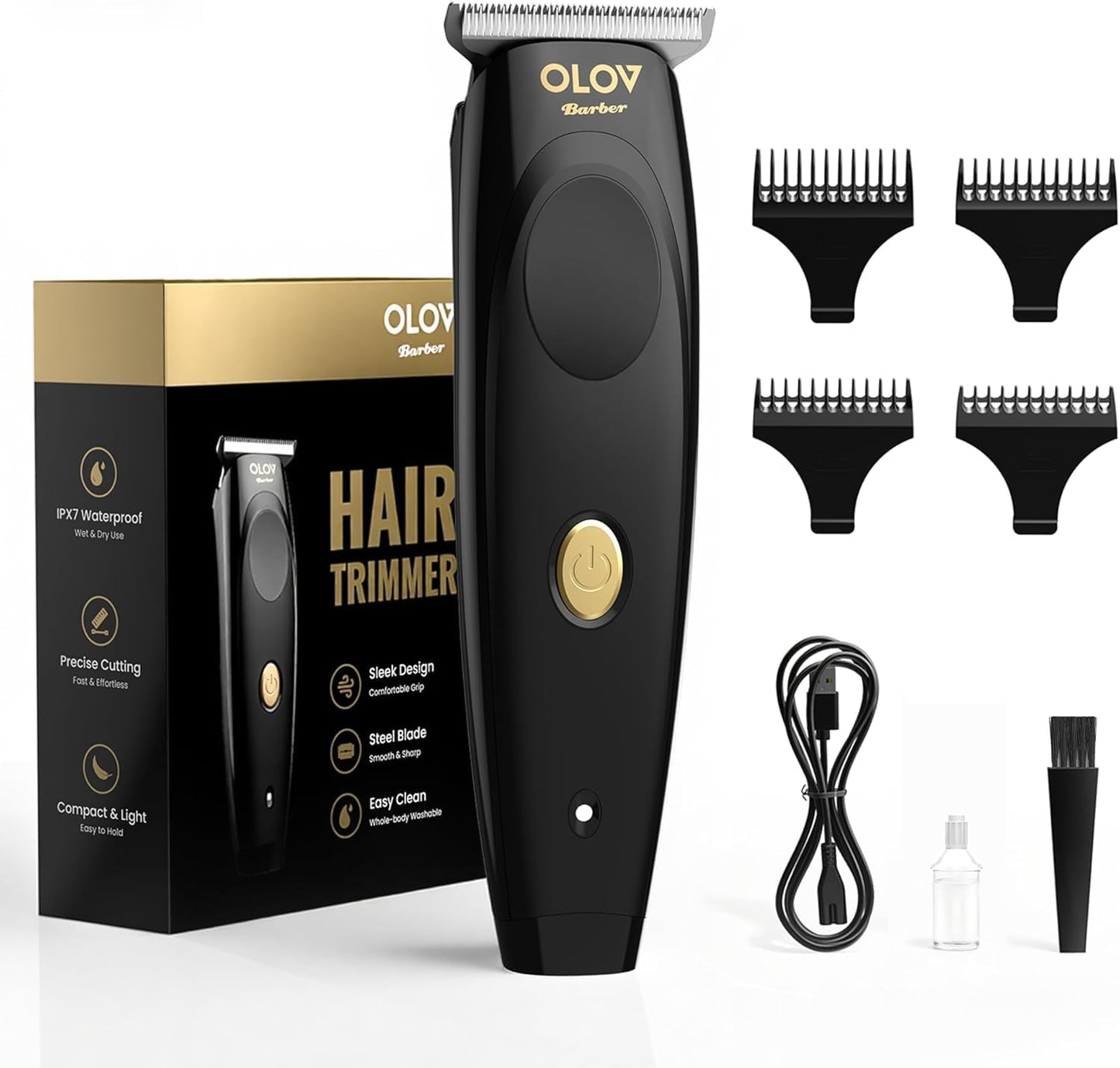 Cordless Hair Trimmer for Men - Professional T-Blade Beard Clippers for Grooming & Mustache Cutting