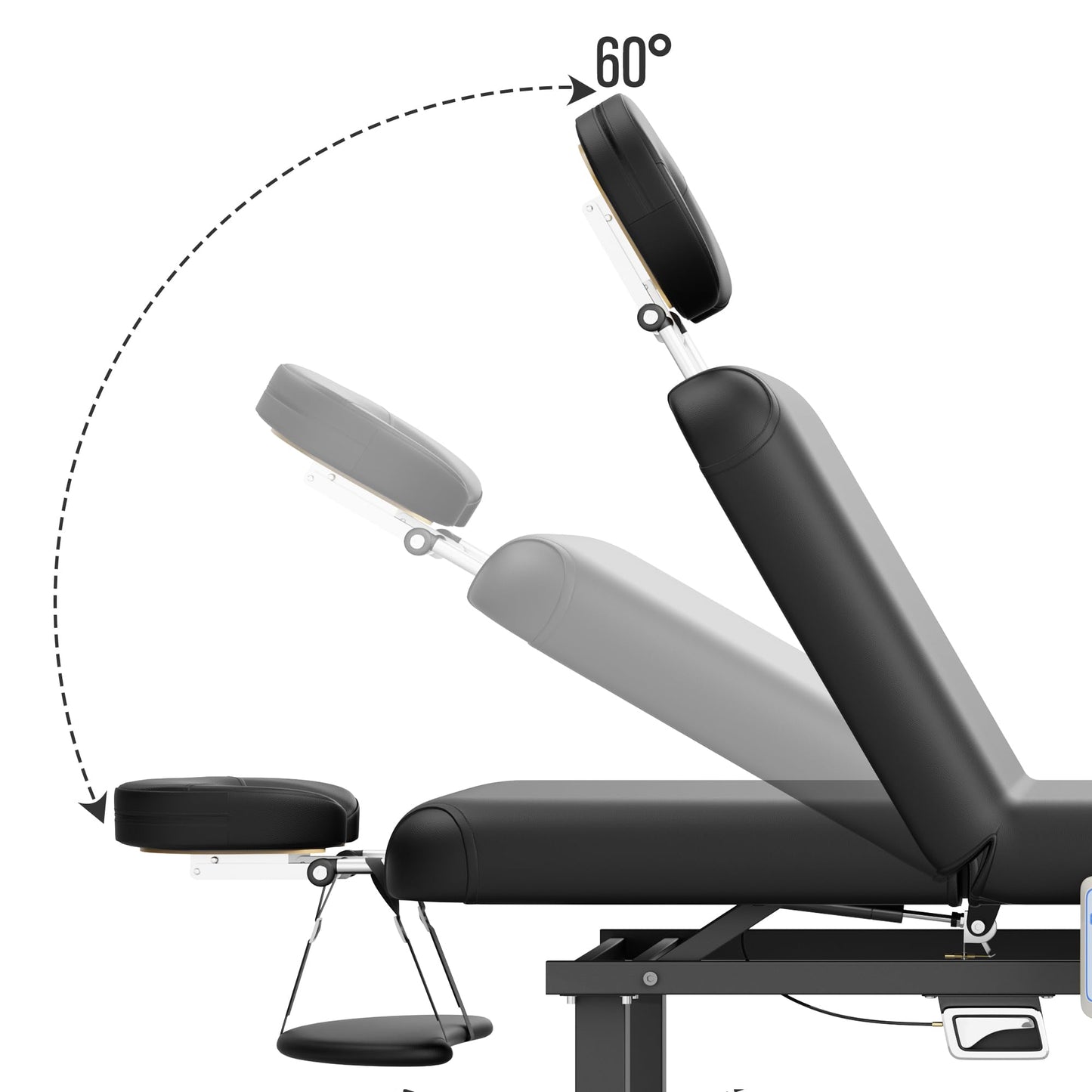 pouseayar Heavy Duty Electric Stationary Massage Table with Heating Function, Backrest Adjustable and Storage Space for Treatment/Medical Spa/Facial/Beauty/Massage Bed - 30 x 75 - Black
