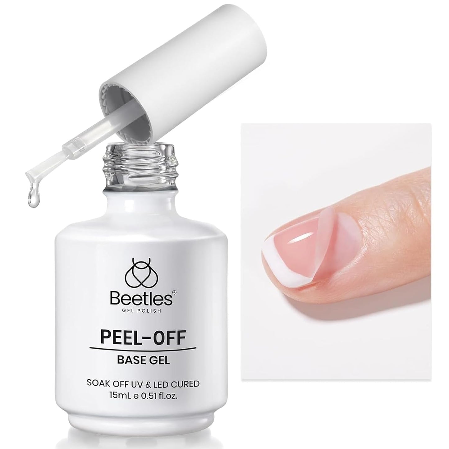 Beetles Nail Glue Set - 3Pcs 15ml HEMA-Free Base Gel & No Wipe Top Coat for Long Lasting Nail Extensions | UV/LED Cured