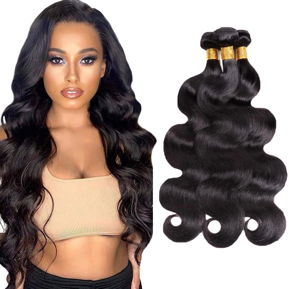Body Wave Bundles Natural Black Bundles Human Hair 24 26 28 Inch 1b Body Wave Bundle Human Hair Extensions Mixed Length 3 Bundles