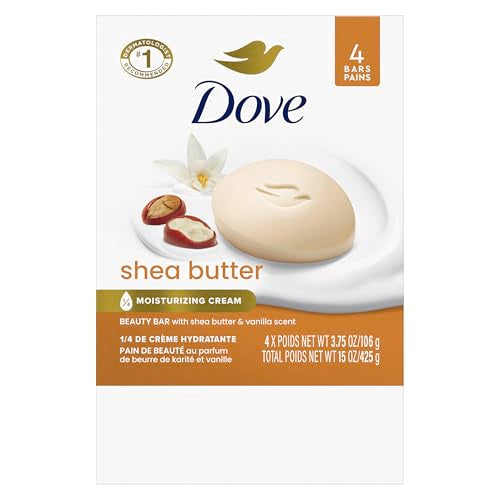 Dove Shea Butter Beauty Bar Soap 3.75 oz Pack of 8 Unscented Nourishing Skin Cleanser