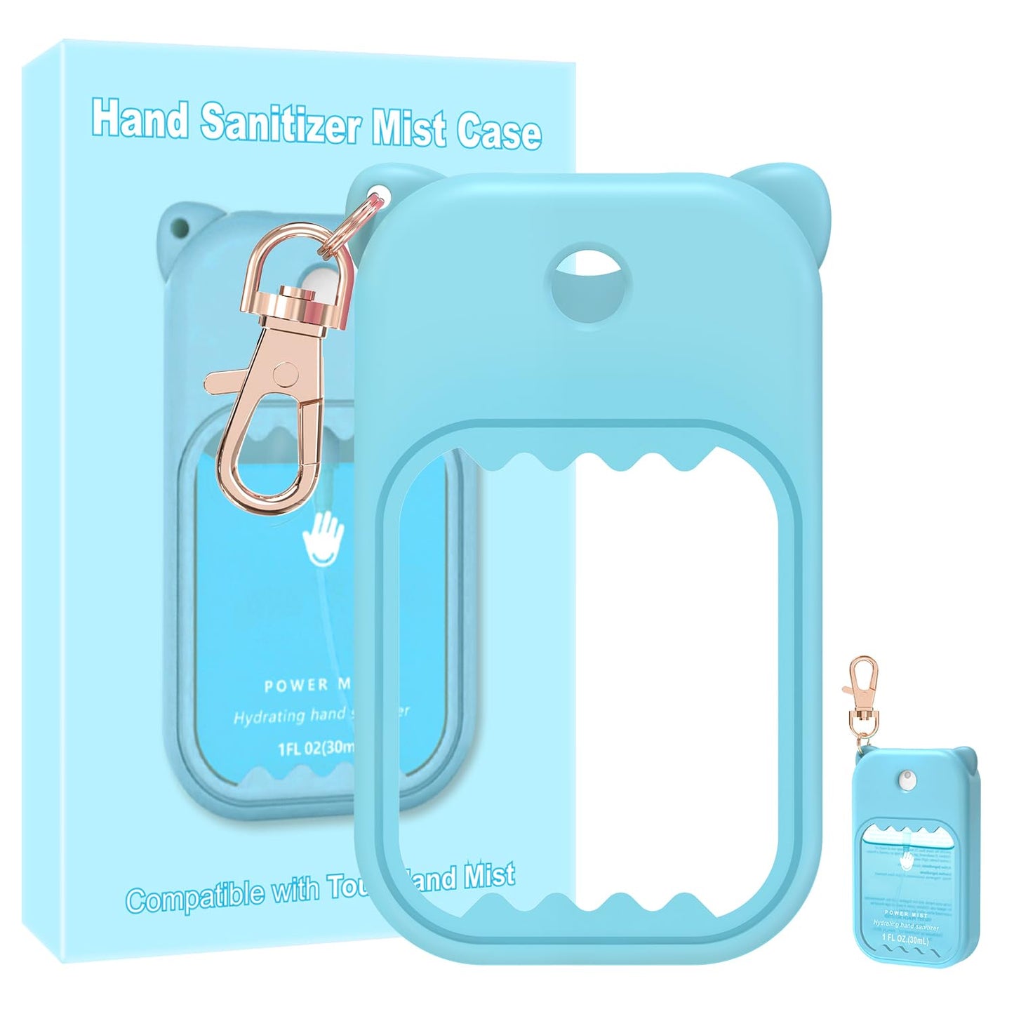 Hand Sanitizer Spray Case for Touchland Silicone Touchland Case Keychain Cute Hand Sanitizer Holder Keychain Compatible with Touch land Power Mist Gentle/Glow Mist, Blue