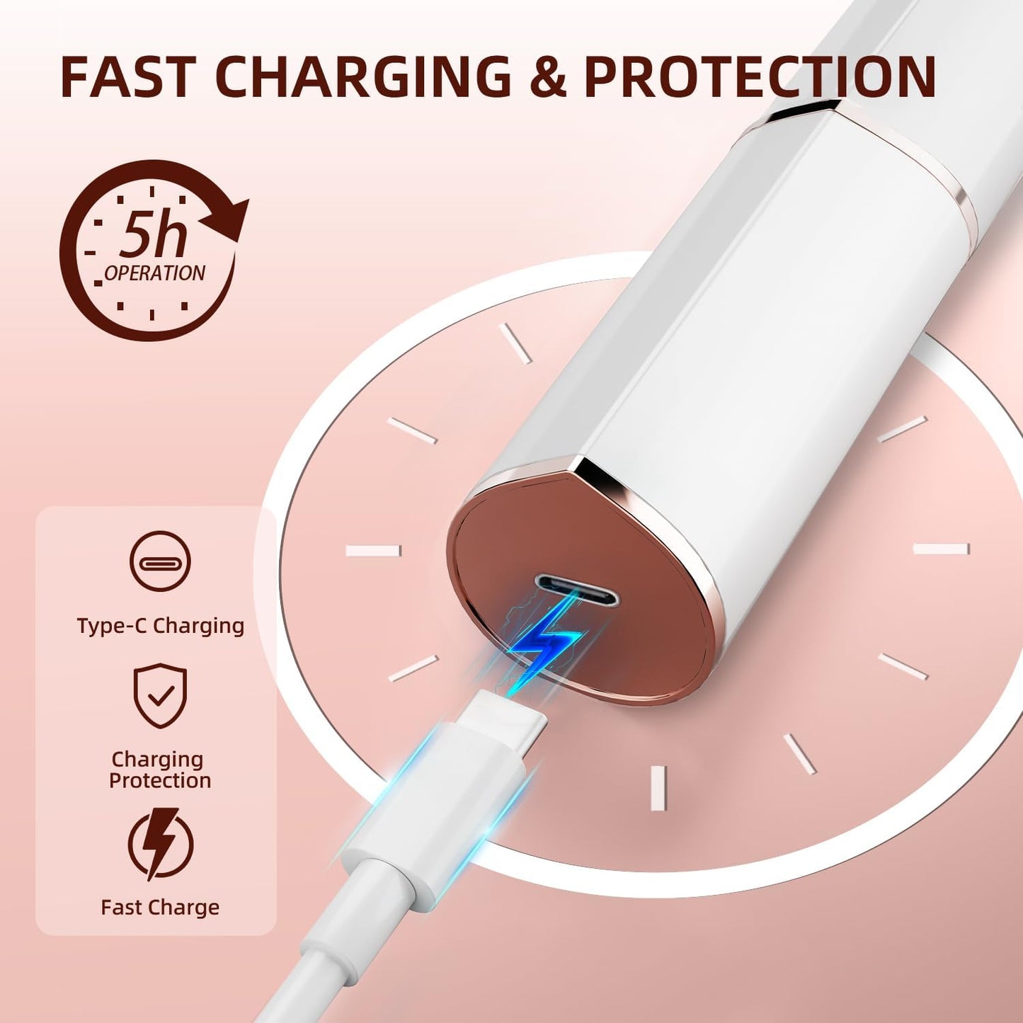 Electric Facial Hair Removal for Women - Rechargeable Painless Hair Remover with LED Light | Upper Lip, Chin, Peach Fuzz
