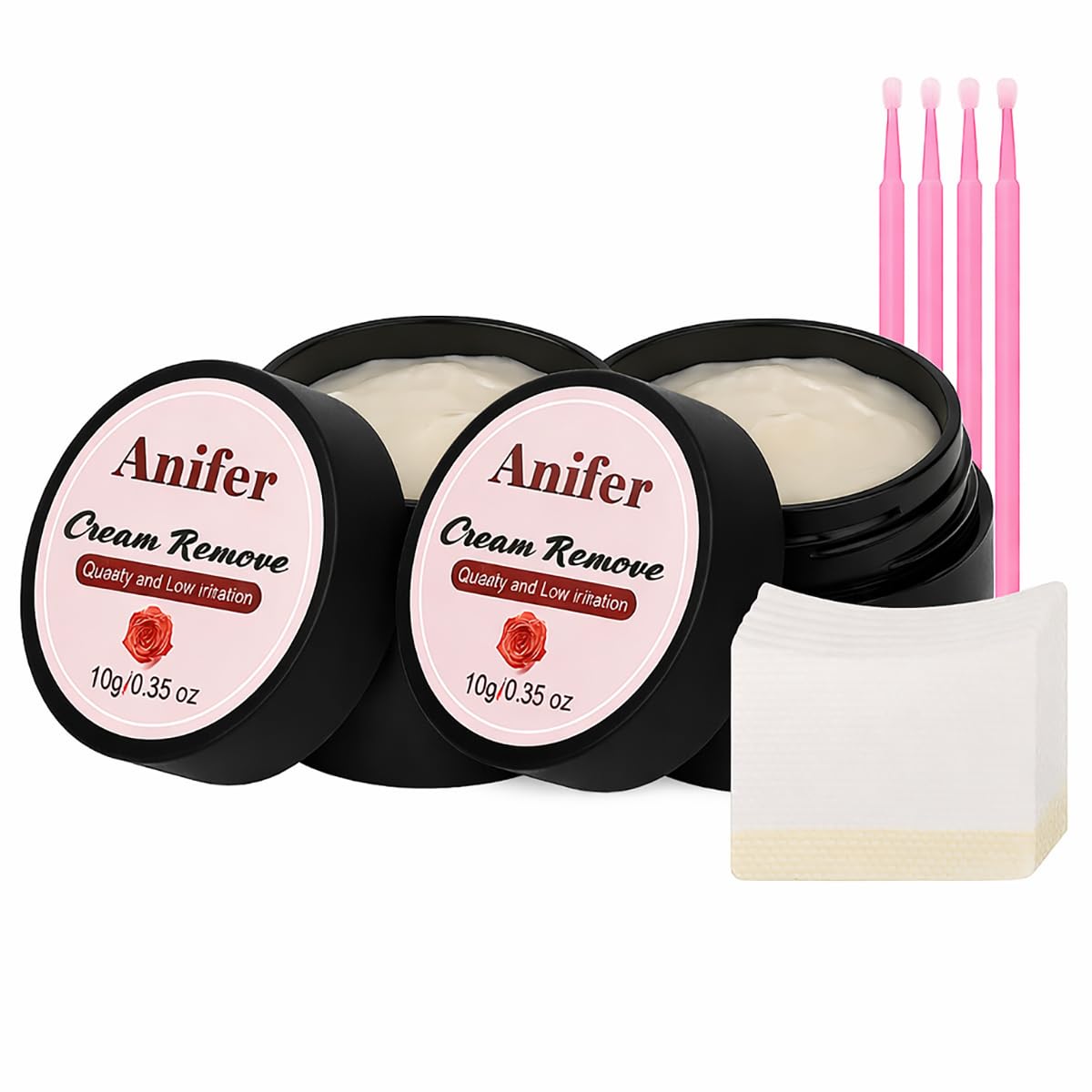 Eyelash Extension Remover - Fast-Dissolving Cream for Sensitive Skin | 10g, Rose Scent, No Residue (2 Pcs)