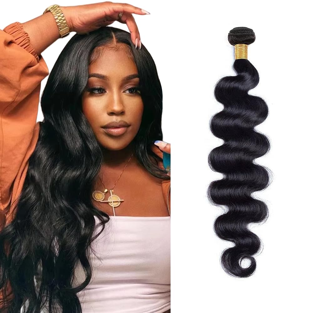 #1B Black Human Hair Bundles 18 Inch Body Wave Bundles Human Hair Natural Black Bundle 50g