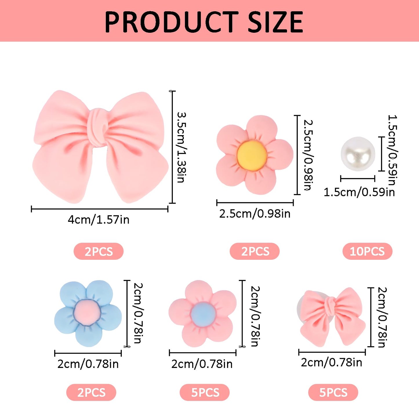 BRIOYHA 26Pcs Pink Bow Shoe Charms for Clogs, Resin Flower Shoe Decorations for DIY Party Favors Birthday Gifts