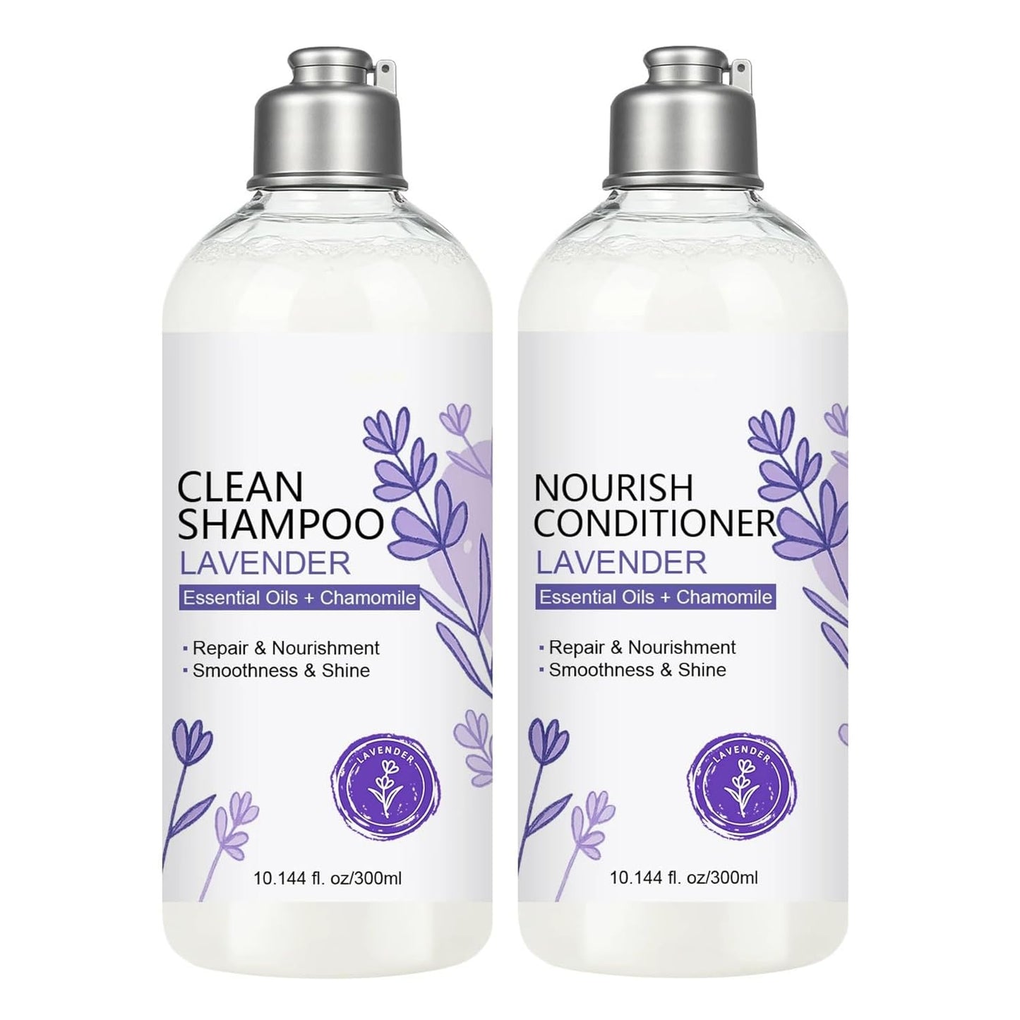 Lavender Shampoo & Conditioner Set - Nourishing Hair Care with Essential Oils | Deep Hydration & Silky Shine for Dry Hair