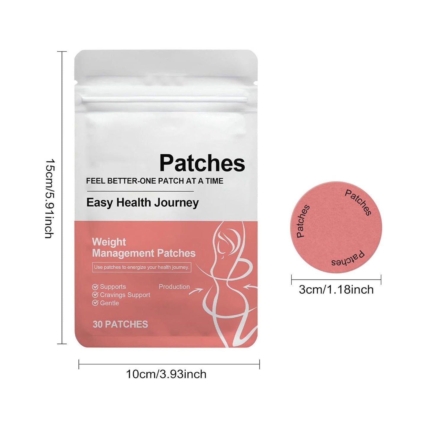 Body Management Control Patches - Cravings Support & Energy Boost | 30 Count for Men & Women