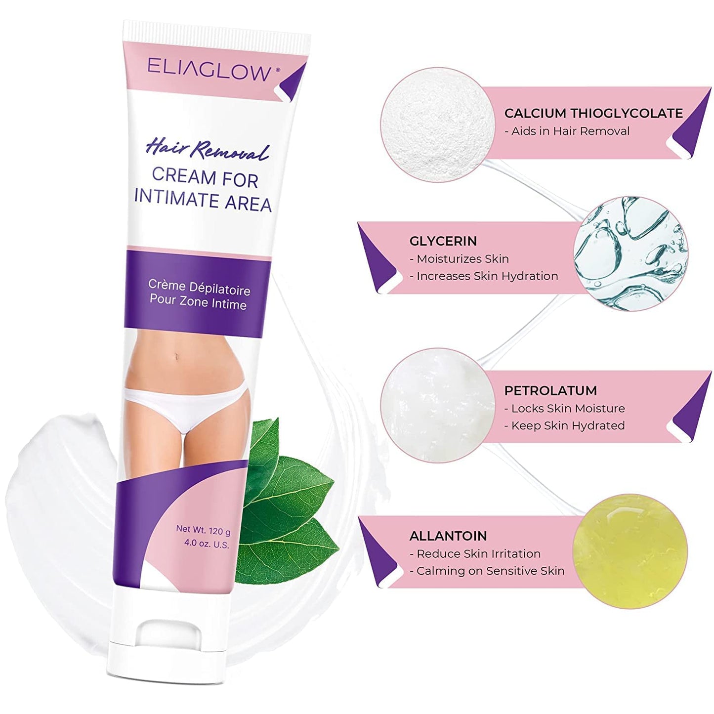 Hair Removal Cream for Women and Men : Sensitive Depilatory Cream for Bikini, Private Areas, Pubic, Body, Legs, and Underarms