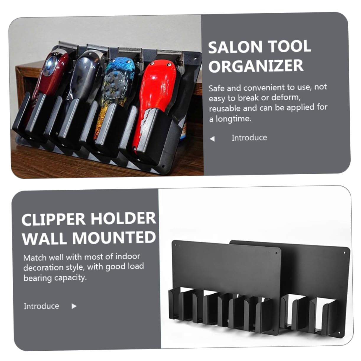 EXCEART Wall Hair Clipper Holder Wall-Mounted Organizer Rack with Multi-Slot Storage for Hair Clippers Scissors and Combs Space-Saving Salon and Home Styling Tool Bracket 11.81X7.87X1.96In
