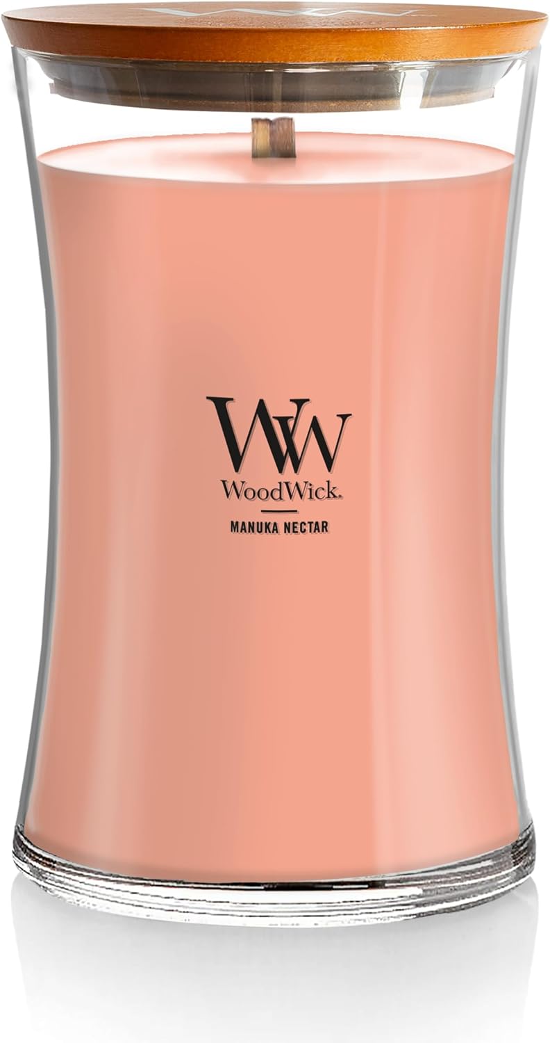 WoodWick Medium Hourglass Candle - White Tea & Jasmine Scent | 9.7oz, Crackling Burn, Perfect for Gifting (Pack of 4)