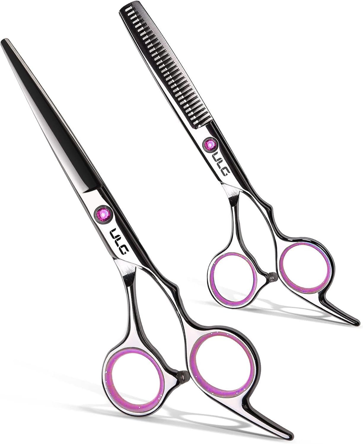 Professional Hair Cutting Scissors Kit - Thinning Shears & Razor Edge | 6.5 Inch Japanese Stainless Steel, Black