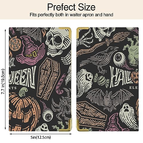 Halloween Waitress Server Book - PU Leather Organizer with Zipper Pocket