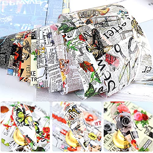 Vintage Newspaper Nail Art Foil Stickers - Holographic 10PCS