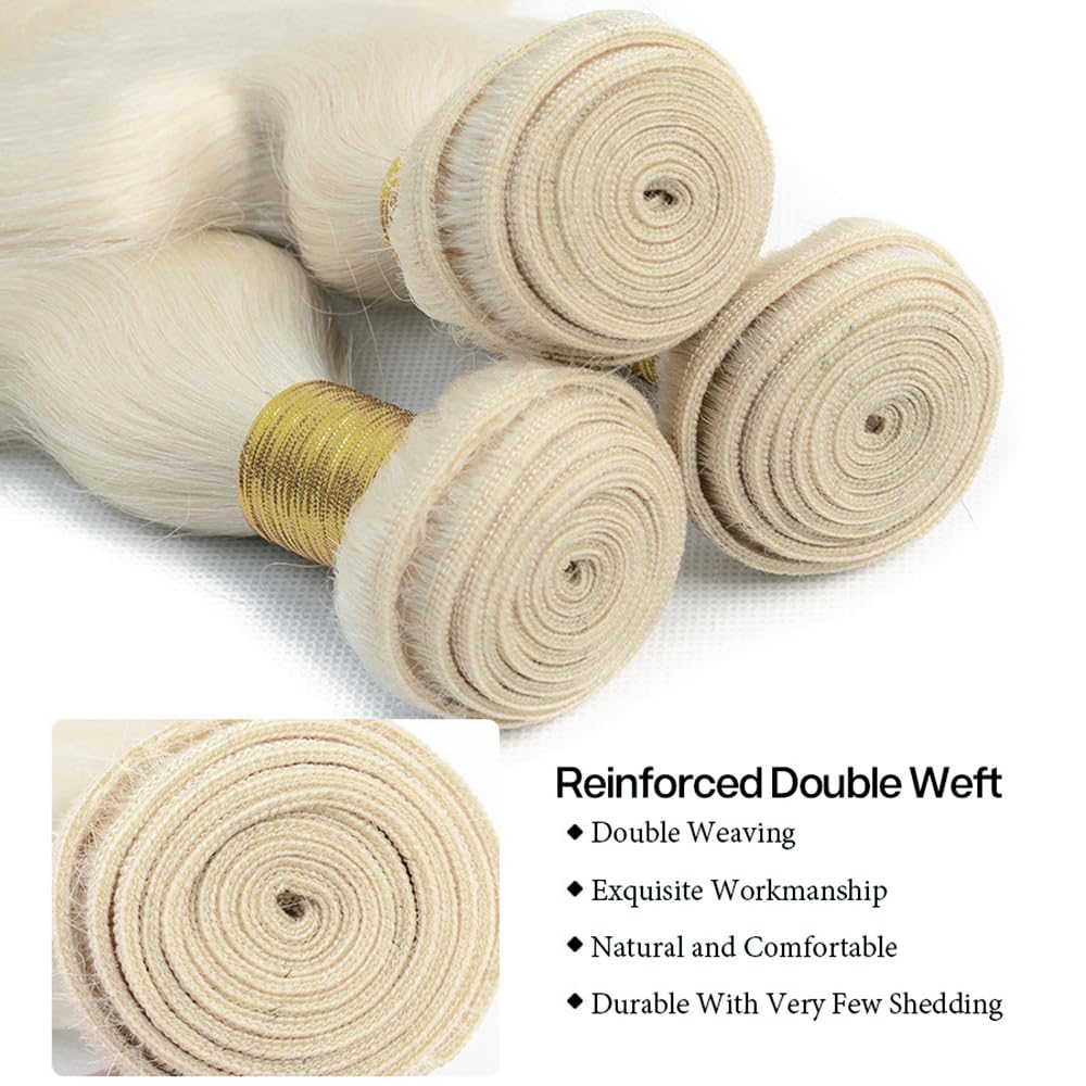 #88 Platinum Blonde Bundles Body Wave Bundles Human Hair 16 18 20 Inch 3 Bundles 50g/Bundle Platinum Blonde Body Wave Bundle Unprocessed Brazilian Virgin Weave Hair Extensions for Women
