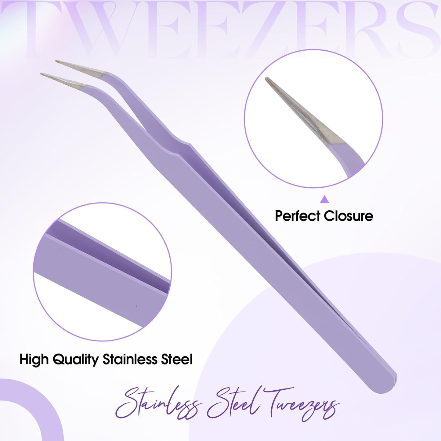 WENDY Lash Tweezers - Precision Stainless Steel Applicator Tool for Eyelash Extensions | Mega Volume, Home Use